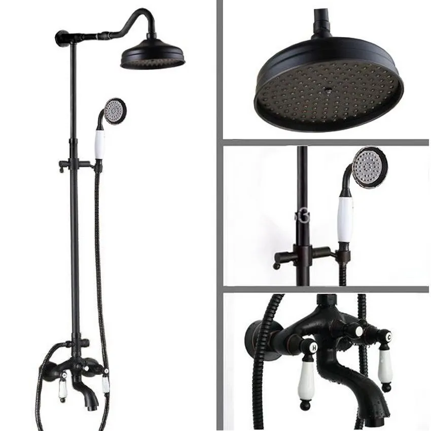 Luxury Bathroom Rain Shower Faucet Set Black Oil Rubbed Bronze Handheld Shower Head Two Ceramics Lever Bathtub Mixer Tap ars683
Luxury Bathroom Rain Shower Faucet Set Black Oil Rubbed Bronze Handheld Shower Head Two Ceramics Lever Bathtub Mixer Tap ars683