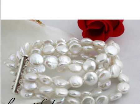 z1210 8" 10mm white coin fw pearl bangle bracelet 925silver @^Noble style Natural Fine jewe SHIPPING new >>> -Top quality free s |