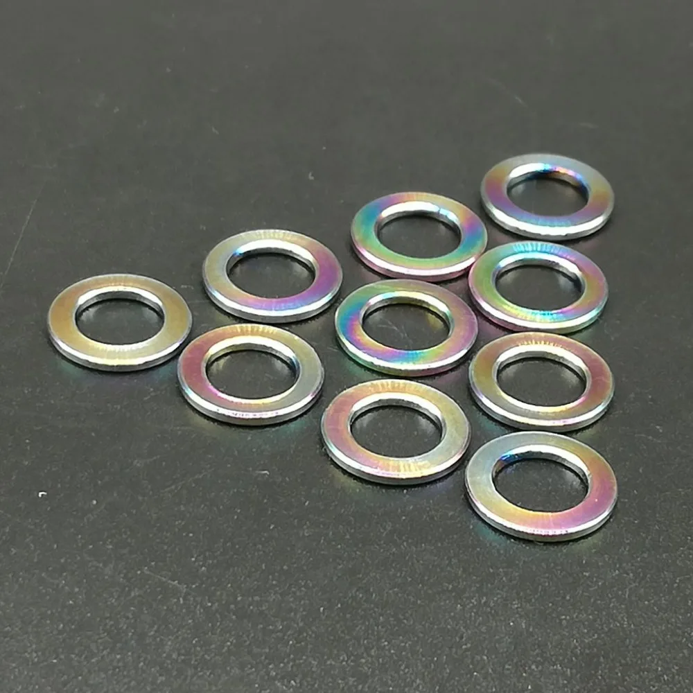 10Pcs M6 Titanium Ti Flat Washer DIN192 Grade 5 Spacer washers for Bicycle Cycling Motorcycle Car Rainbow
10Pcs M6 Titanium Ti Flat Washer DIN192 Grade 5 Spacer washers for Bicycle Cycling Motorcycle Car Rainbow