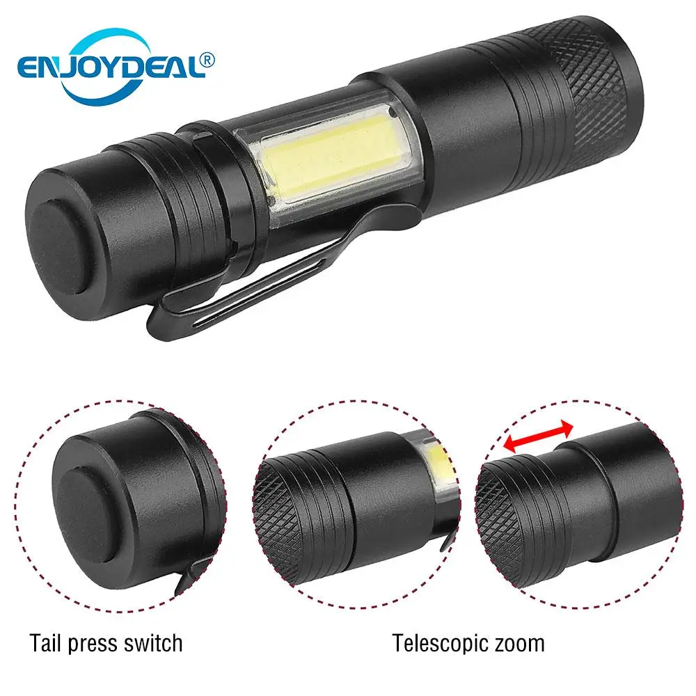 Portable Zoomable Mini COB Flashlight 2000LM Q5 COB LED Flashlight Torch Lamp Penlight Use AA/14500 Battery
Portable Zoomable Mini COB Flashlight 2000LM Q5 COB LED Flashlight Torch Lamp Penlight Use AA/14500 Battery