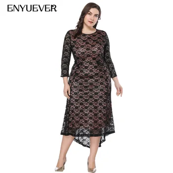 Enyuever Elegant Plus Size Dresses For Women Robe 5XL 6XL 7XL Sleeve Black Lace High Low Evening Party Dress Formal Vestidos 
Enyuever Elegant Plus Size Dresses For Women Robe 5XL 6XL 7XL Sleeve Black Lace High Low Evening Party Dress Formal Vestidos