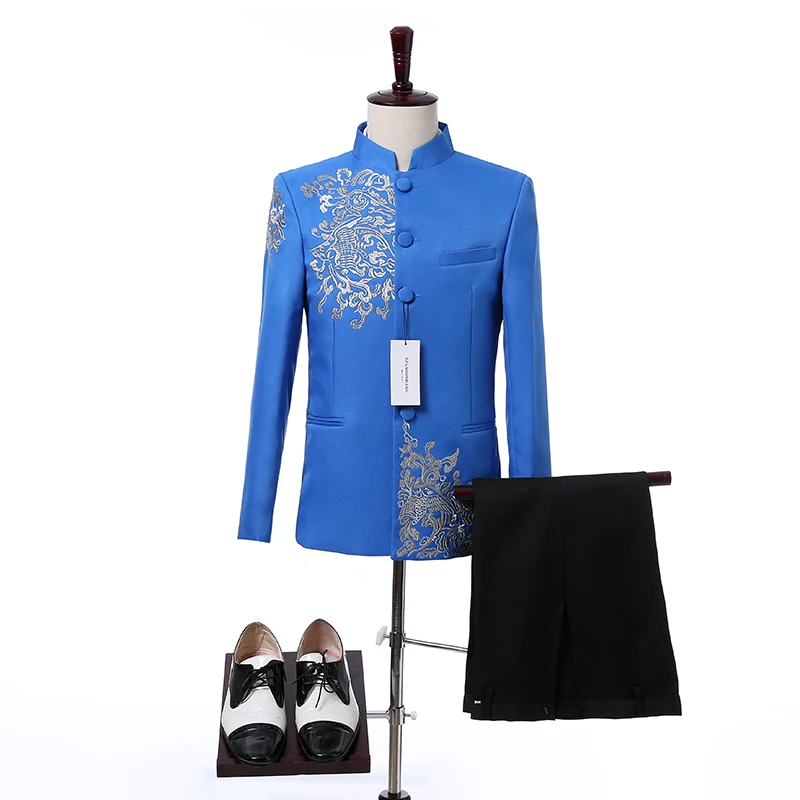 2017 новое поступление мужские королевские синие смокинги приталенный костюм для