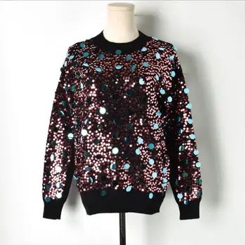 Cakucool Sequined Knit Tops Women Long Sleeve Round neck Sweaters Bling Luxury Shiny Jumpers Sweater Knit Pullovers Femme mujer
Cakucool Sequined Knit Tops Women Long Sleeve Round neck Sweaters Bling Luxury Shiny Jumpers Sweater Knit Pullovers Femme mujer
