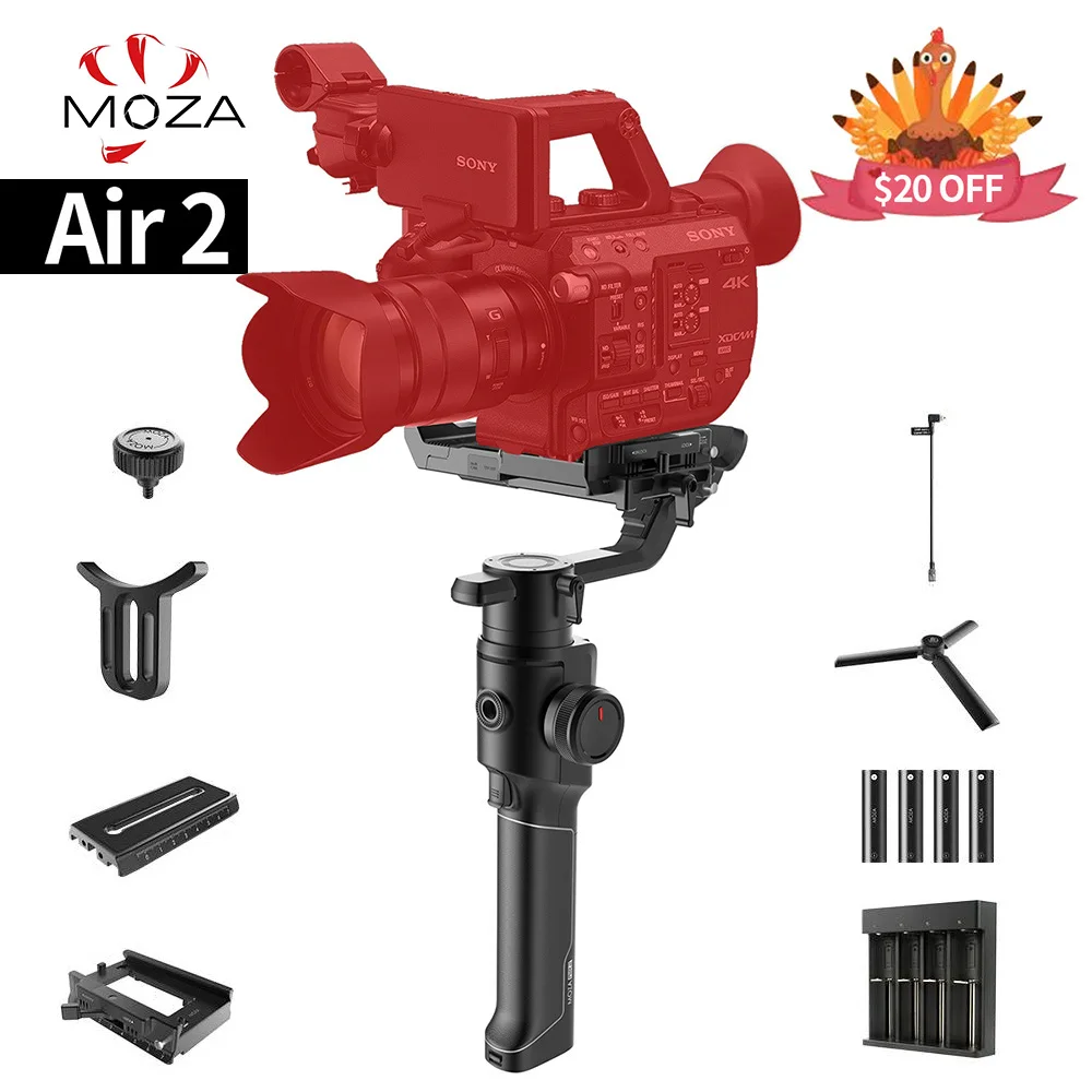 Moza Air 2 Maxload 4.2KG DSLR SLR Mini Video Camera Stabilizer 4 Axis Handheld Gimbal for Sony Canon Nikon with 3/8 1/4 Screw
Moza Air 2 Maxload 4.2KG DSLR SLR Mini Video Camera Stabilizer 4 Axis Handheld Gimbal for Sony Canon Nikon with 3/8 1/4 Screw