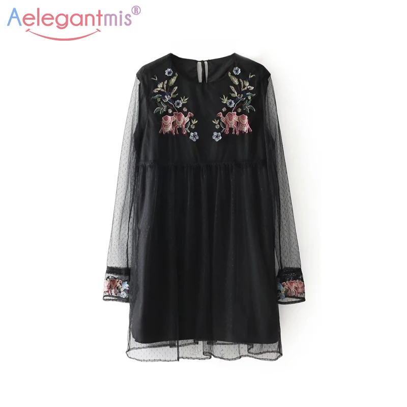 Aelegantmis Women Flower Embroidery Dress 2018 Patchwork Mesh Sexy Party Dress Female Spring Long Sleeve Mini Dresses Vestidos
Aelegantmis Women Flower Embroidery Dress 2018 Patchwork Mesh Sexy Party Dress Female Spring Long Sleeve Mini Dresses Vestidos
