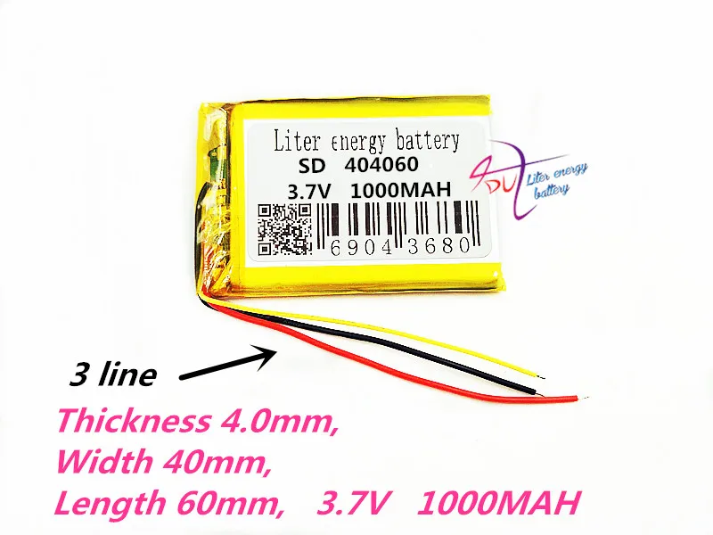 3 line 404060 3.7V 1000mAh Lithium Polymer Li-Po li ion Rechargeable Battery cells For Mp3 MP4 MP5 GPS mobile bluetooth
3 line 404060 3.7V 1000mAh Lithium Polymer Li-Po li ion Rechargeable Battery cells For Mp3 MP4 MP5 GPS mobile bluetooth