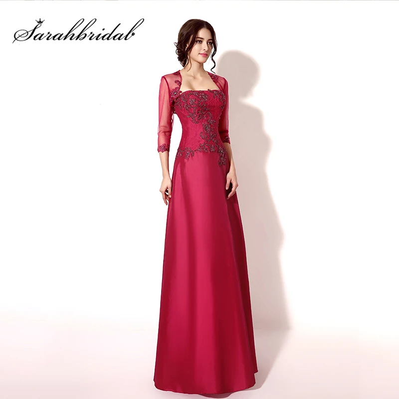 Fashion Burgundy Taffeta Prom Dresses With Jacket Beading Appliques Evening Dresses For Mother vestidos de fiesta In stock TZ011
Fashion Burgundy Taffeta Prom Dresses With Jacket Beading Appliques Evening Dresses For Mother vestidos de fiesta In stock TZ011