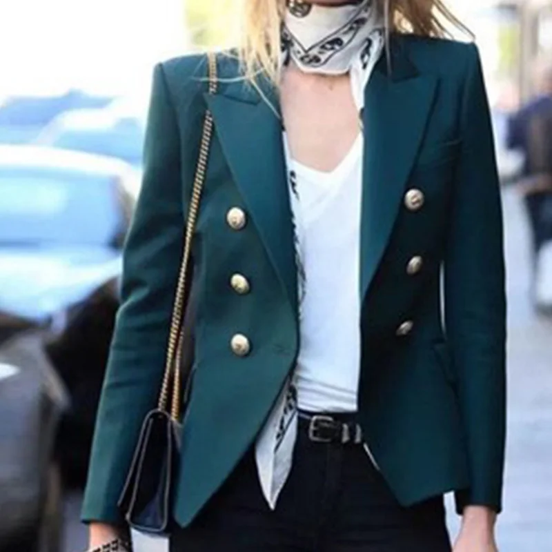 Metal Lion Buttons Women Blazer Fashion Double Breasted Female Short Slim Fit Solid Blazer Jacket for Office Daily Coat XS-2XL
Metal Lion Buttons Women Blazer Fashion Double Breasted Female Short Slim Fit Solid Blazer Jacket for Office Daily Coat XS-2XL