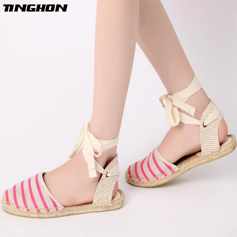 TINGHON Fashion Women Ladies Espadrille Shoes Canvas Rose Stripe Rome Ankle Strap Hemps Flats Shoes
TINGHON Fashion Women Ladies Espadrille Shoes Canvas Rose Stripe Rome Ankle Strap Hemps Flats Shoes