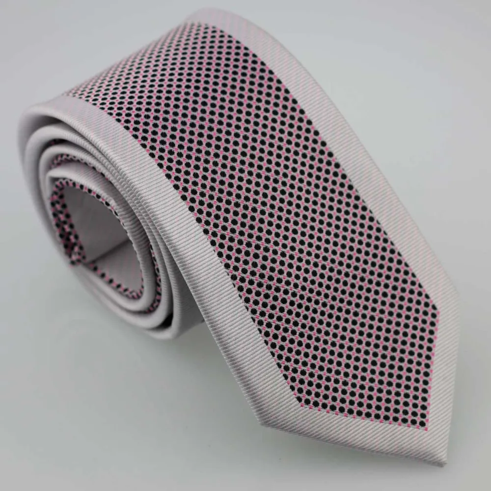YIBEI Coachella Men's SKINNY ties New Design Handmade Narrow Pink Bordered Neck Tie Black Polka Dots Microfiber Neckties SLIM |