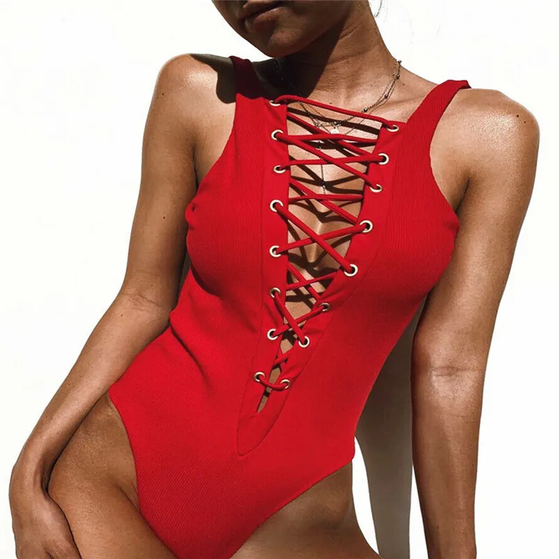 Sexy Black Red Mesh Straps One-Piece Swimsuit Women Swimwear Push Up Bandage Monokini Bathing Suit Bikini Beachwear
Sexy Black Red Mesh Straps One-Piece Swimsuit Women Swimwear Push Up Bandage Monokini Bathing Suit Bikini Beachwear