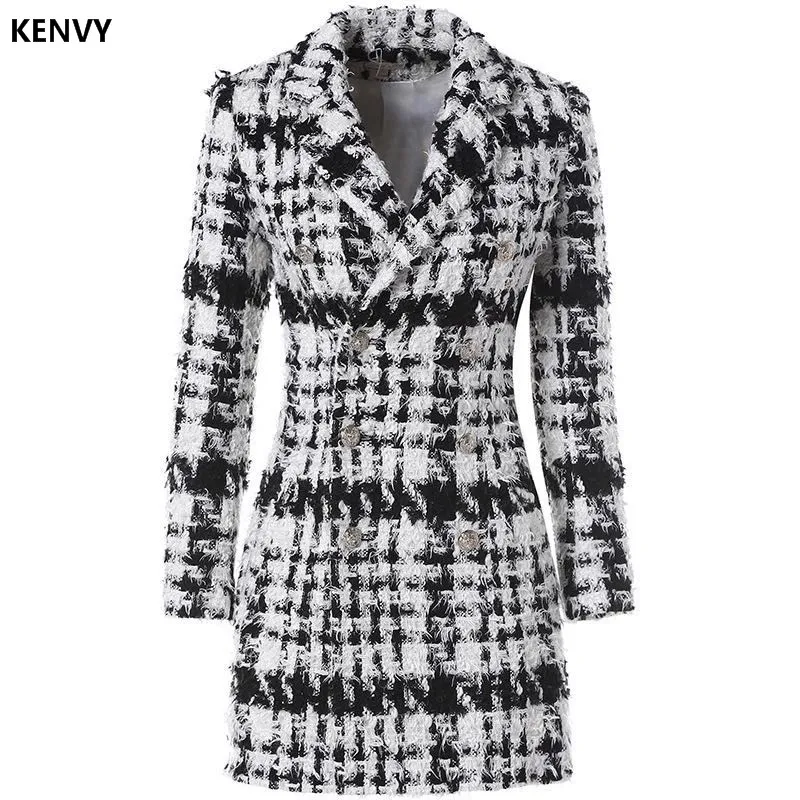 KENVY Brand Fashion Women's High-end Luxury Winter Autumn Vintage Elegant Woolen Houndstooth Coat
KENVY Brand Fashion Women's High-end Luxury Winter Autumn Vintage Elegant Woolen Houndstooth Coat