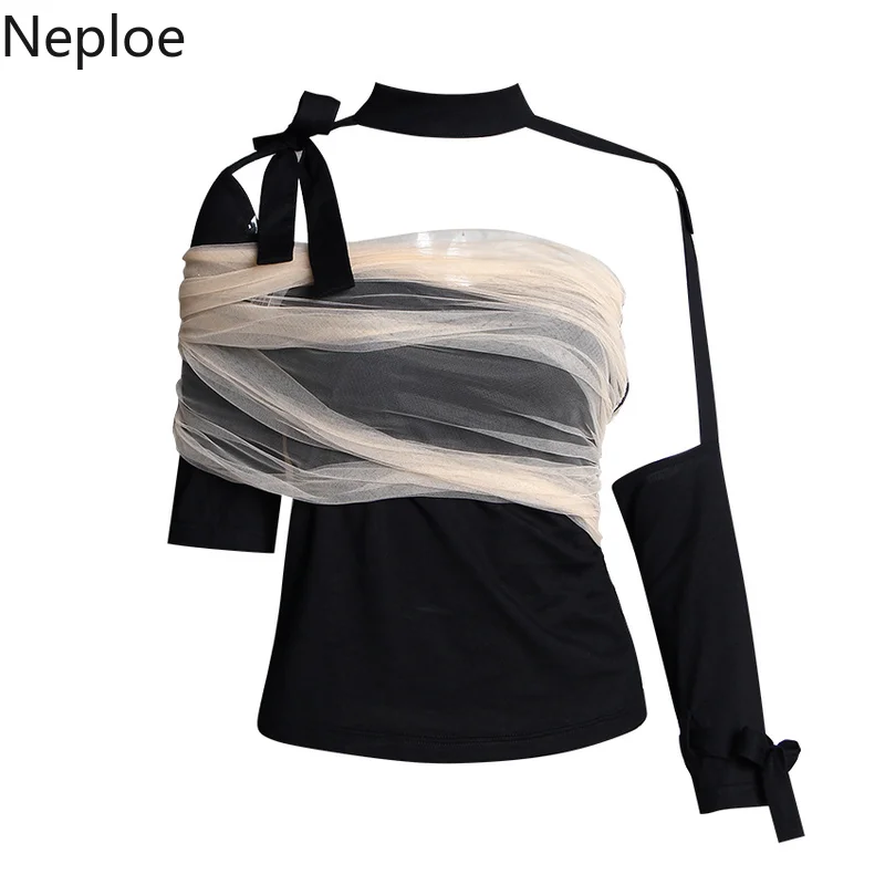 Neploe Fake Two Piece Stand Collar Shirt Bowknot Lace Women Tops Patchwork Irregular Mesh Blusas 45147
Neploe Fake Two Piece Stand Collar Shirt Bowknot Lace Women Tops Patchwork Irregular Mesh Blusas 45147