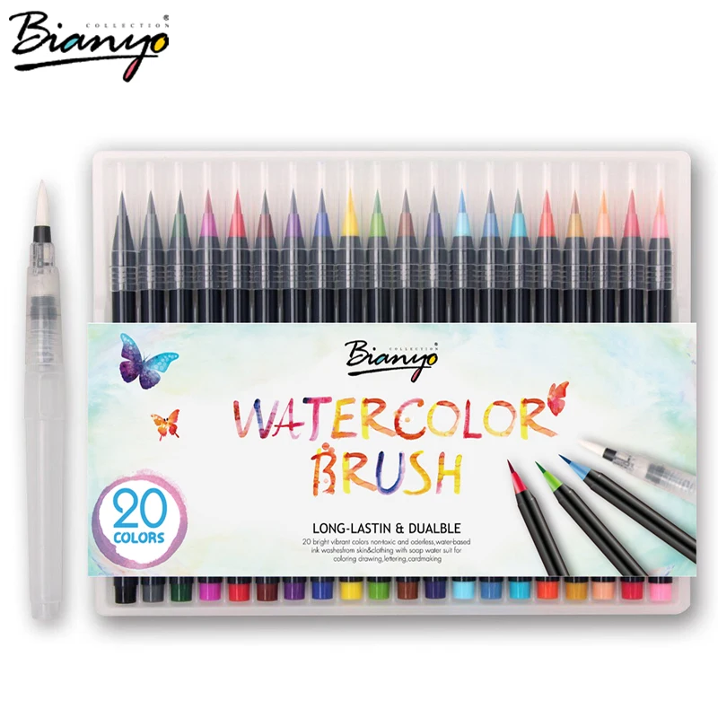 Bianyo 20 Colors Premium Painting Brush Pens Set Soft Flexible Tip Create Watercolor Markers for Manga Comic Calligraphy
Bianyo 20 Colors Premium Painting Brush Pens Set Soft Flexible Tip Create Watercolor Markers for Manga Comic Calligraphy