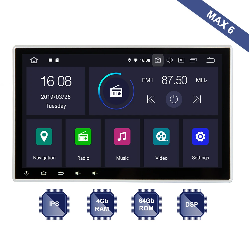 Android 9.0 Car Radio GPS 2 Din Universal with 10.2" IPS Full Screen DVD Multimedia 4Gb+64Gb HDMI output DSP WIFI BT SWC RDS Map
Android 9.0 Car Radio GPS 2 Din Universal with 10.2" IPS Full Screen DVD Multimedia 4Gb+64Gb HDMI output DSP WIFI BT SWC RDS Map