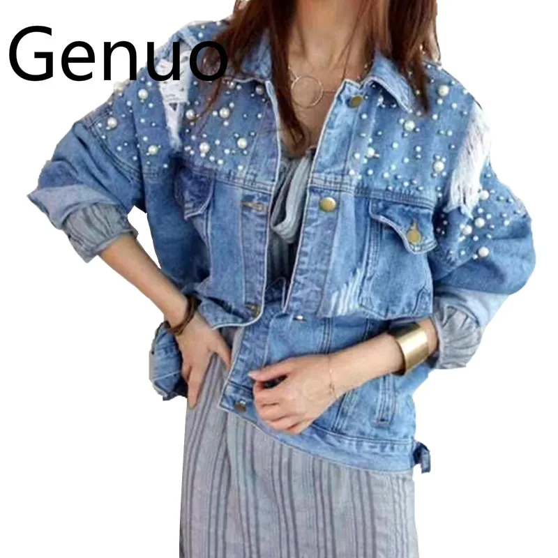 2019 Elegant Beading Ripped Hole Cowboy Jeans Jacket Women Long Sleeve Bomber Jackets Casual Spring Denim Jackets Befast
2019 Elegant Beading Ripped Hole Cowboy Jeans Jacket Women Long Sleeve Bomber Jackets Casual Spring Denim Jackets Befast