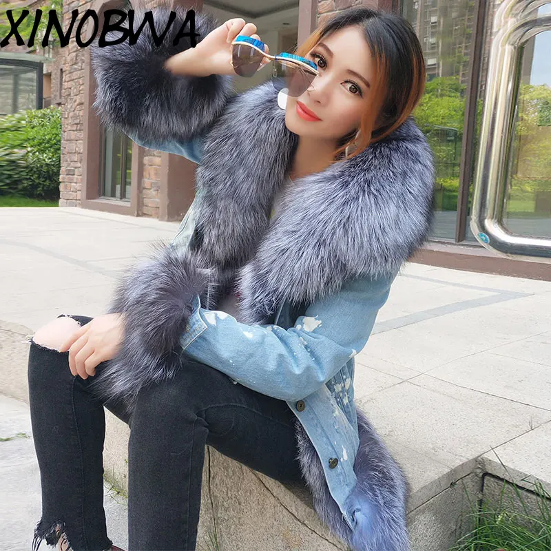 Woman High Fashion Luxurious Real Large Fox Cur Fur Collar Removable Lamb Fur Liner Cowboy Coat Ladies Thick Warm Jackets Parkas
Woman High Fashion Luxurious Real Large Fox Cur Fur Collar Removable Lamb Fur Liner Cowboy Coat Ladies Thick Warm Jackets Parkas
