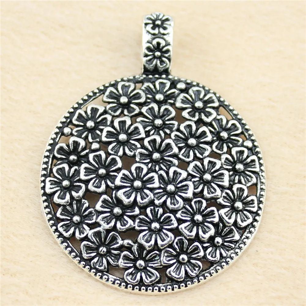 6pcs/lot 58*45mm ancient silver Flowers charm Pendants DIY jewelry for bracelet necklace earring | Украшения и аксессуары