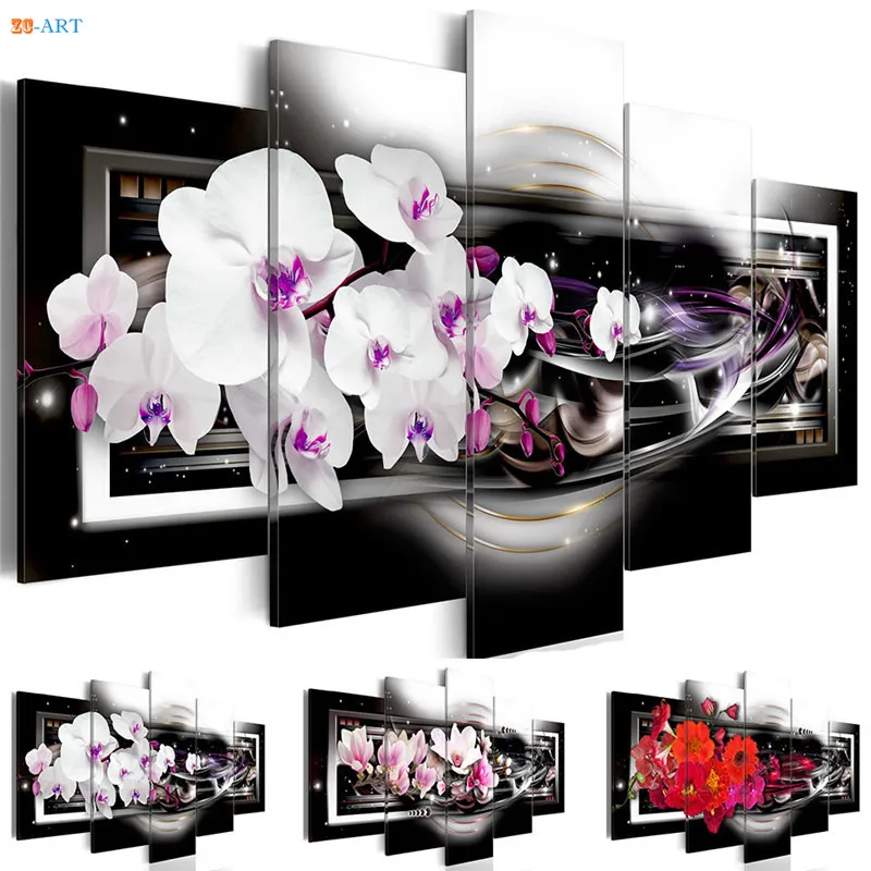 White Purple Red Orchids Flower Prints Wall Painting 5 Pieces Black Blossom Poster Modern Canvas Art for Bedroom Home Decor
White Purple Red Orchids Flower Prints Wall Painting 5 Pieces Black Blossom Poster Modern Canvas Art for Bedroom Home Decor