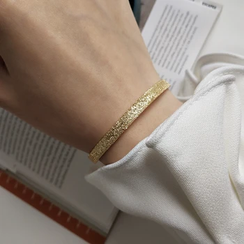 Korean 925 Sterling Silver Frosted Geometric Bangle Bracelet Open Gold Delicate Metal Bangle Individual Woman Fashion Jewelry
Korean 925 Sterling Silver Frosted Geometric Bangle Bracelet Open Gold Delicate Metal Bangle Individual Woman Fashion Jewelry