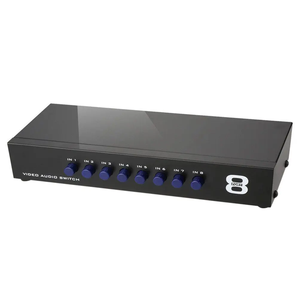 AV Switch Box Composite Selector 8 Port RCA Audio Video 8 In 1 Out To TV Swithcer Adapter for DVD HDTV Converter
AV Switch Box Composite Selector 8 Port RCA Audio Video 8 In 1 Out To TV Swithcer Adapter for DVD HDTV Converter