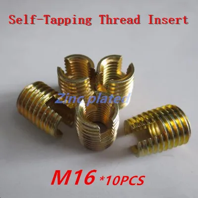 10pcs M16 Self tapping Thread Insert Self Tapping Screw Bushing Steel With Zinc Plated 302 Slotted Type Thread Repair Inset
10pcs M16 Self tapping Thread Insert Self Tapping Screw Bushing Steel With Zinc Plated 302 Slotted Type Thread Repair Inset