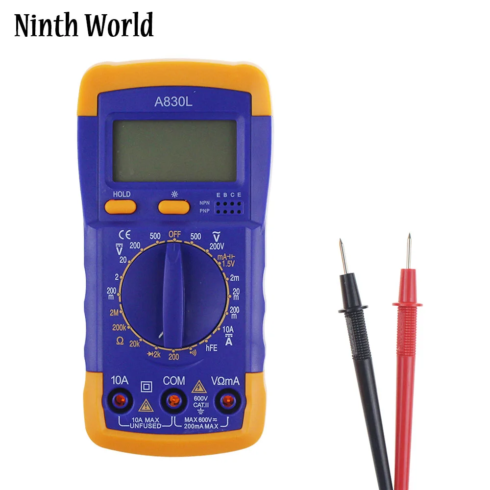 Ninth World A830L digital multimeter LCD Digital Multimeter DC AC Voltage Diode Freguency Multitester
Ninth World A830L digital multimeter LCD Digital Multimeter DC AC Voltage Diode Freguency Multitester