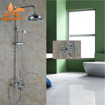 Suguword Chrome Polish Shower Combo Set Hot and Cold Switch Shower System Mixer Taps 8'' Shower Head with Hole 
Suguword Chrome Polish Shower Combo Set Hot and Cold Switch Shower System Mixer Taps 8'' Shower Head with Hole