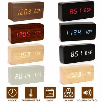 Digital alarm clock modern wooden wood LED display time calendar thermometer usb/aaa
Digital alarm clock modern wooden wood LED display time calendar thermometer usb/aaa