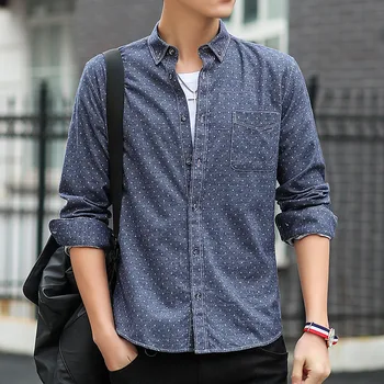2019 Spring and Summer Men's Shirts New washed Wave dot Printing Korean version of the Slim Casual Long-sleeved Shirt Size XXXL
2019 Spring and Summer Men's Shirts New washed Wave dot Printing Korean version of the Slim Casual Long-sleeved Shirt Size XXXL