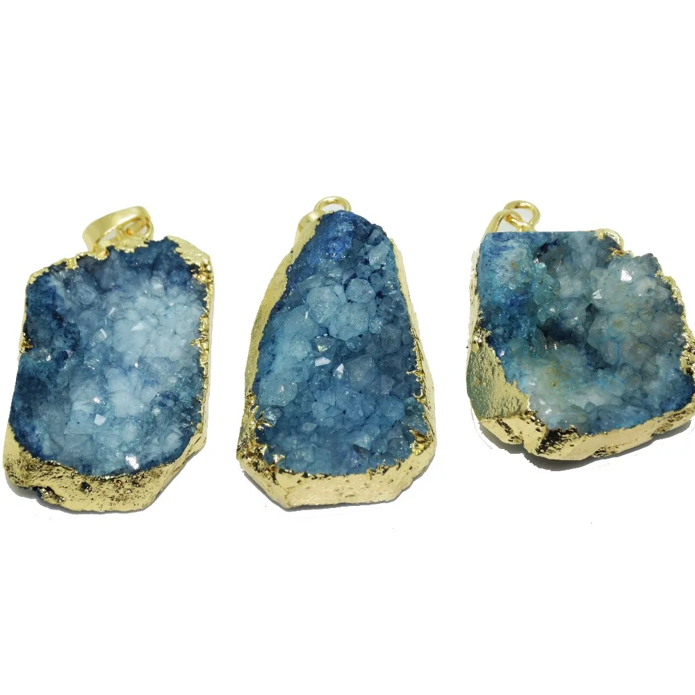 5 pcs Irregular Jewelry Cluster Raw druzy stone pendant girl gold bezel point natural crystal quartz geode for men | Украшения и
