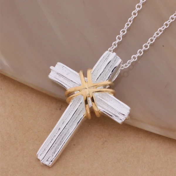 AN304 Hot sterling Necklace fashion jewelry pendant gold cross /gnqapexa ascajjja silver color | Украшения и аксессуары