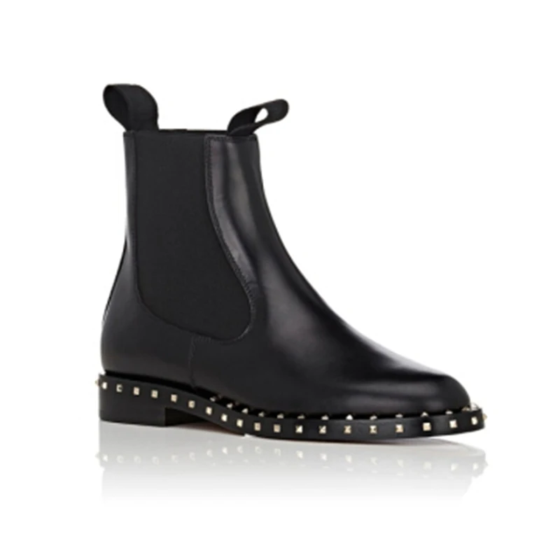 Genuine Leather Black Cowhide Ankle Boots Women Rivet Metal Buckle Chelsea Boots Women Luxury Shoes Women Designers
Genuine Leather Black Cowhide Ankle Boots Women Rivet Metal Buckle Chelsea Boots Women Luxury Shoes Women Designers