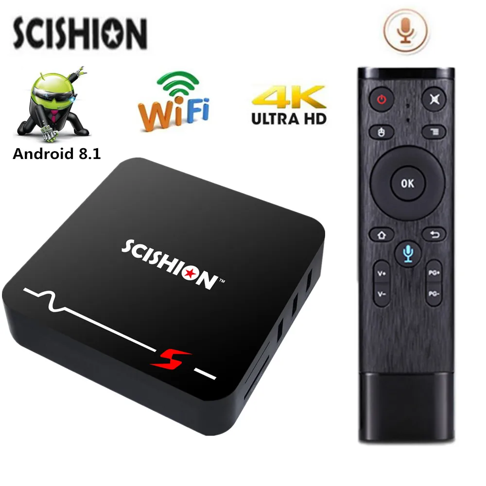 SCISHION MODEL S Smart TV Box Android 8.1 Mali-400 Set-top Box 2GB/16GB RK3229 2.4G WiFi 100Mbps 4K TV Box with Voice Control
SCISHION MODEL S Smart TV Box Android 8.1 Mali-400 Set-top Box 2GB/16GB RK3229 2.4G WiFi 100Mbps 4K TV Box with Voice Control