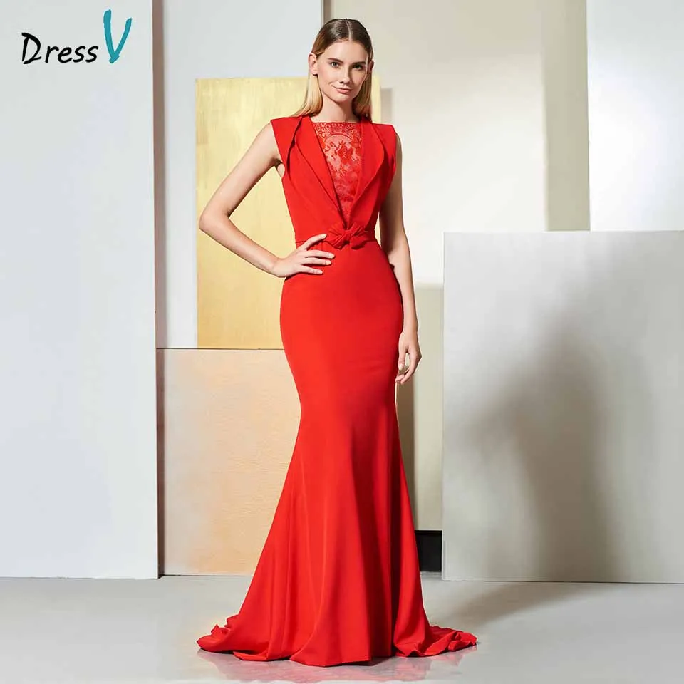 Dressv elegant red evening dress sleeveless bowknot lace mermaid court train wedding party formal dress trumpet evening dresses
Dressv elegant red evening dress sleeveless bowknot lace mermaid court train wedding party formal dress trumpet evening dresses