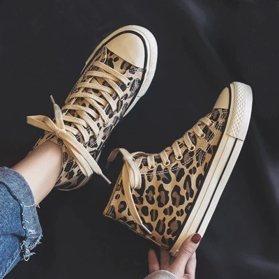 2019 spring new leopard fashion high canvas shoes female Korean version of the wild student shoes casual flat women's shoes -1
2019 spring new leopard fashion high canvas shoes female Korean version of the wild student shoes casual flat women's shoes -1