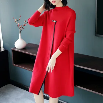 Knitted Dress Women Autumn Winter New Fashion Brief Patchwork O-Neck Long Sleeve Loose Wool Sweater Dresses Midi
Knitted Dress Women Autumn Winter New Fashion Brief Patchwork O-Neck Long Sleeve Loose Wool Sweater Dresses Midi