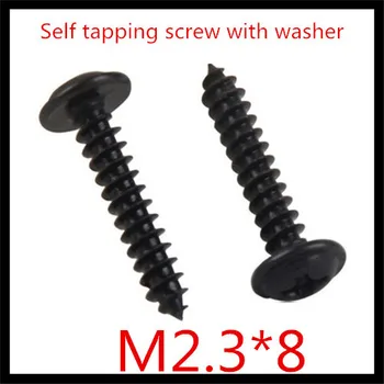 1000pcs/lot M2.3*8 Steel With black round head cross recessed countersunk self tapping screw with washer.
1000pcs/lot M2.3*8 Steel With black round head cross recessed countersunk self tapping screw with washer.