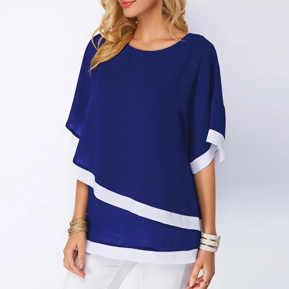 Chiffon Loose Women's Blouse Batwing Sleeve O Neck Shirts Tunic Patchwork Irregular Womens Tops And Blouses Plus Size 5XL
Chiffon Loose Women's Blouse Batwing Sleeve O Neck Shirts Tunic Patchwork Irregular Womens Tops And Blouses Plus Size 5XL