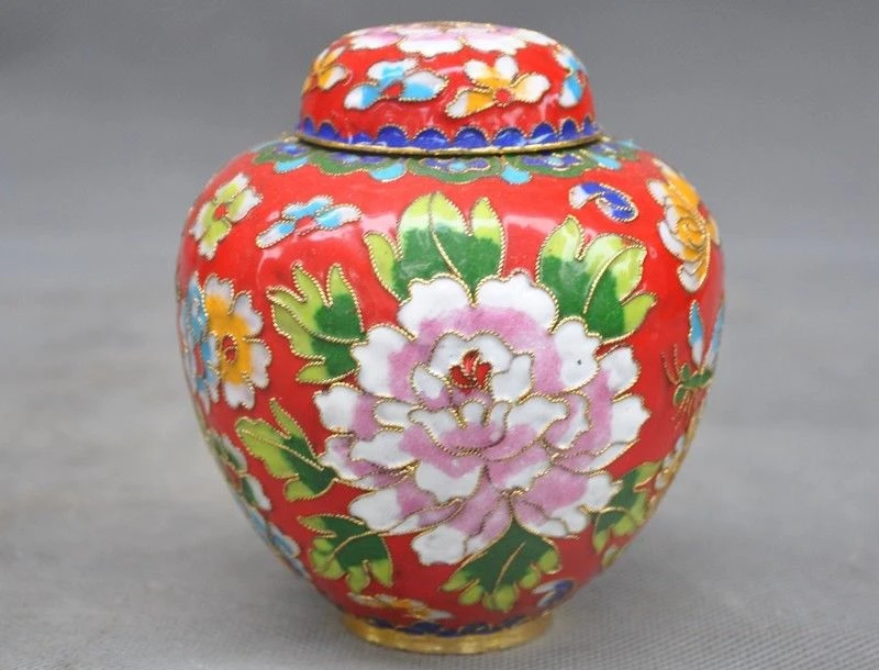 Chinese Antique Fine cloisonne enamel painted plum tea pot