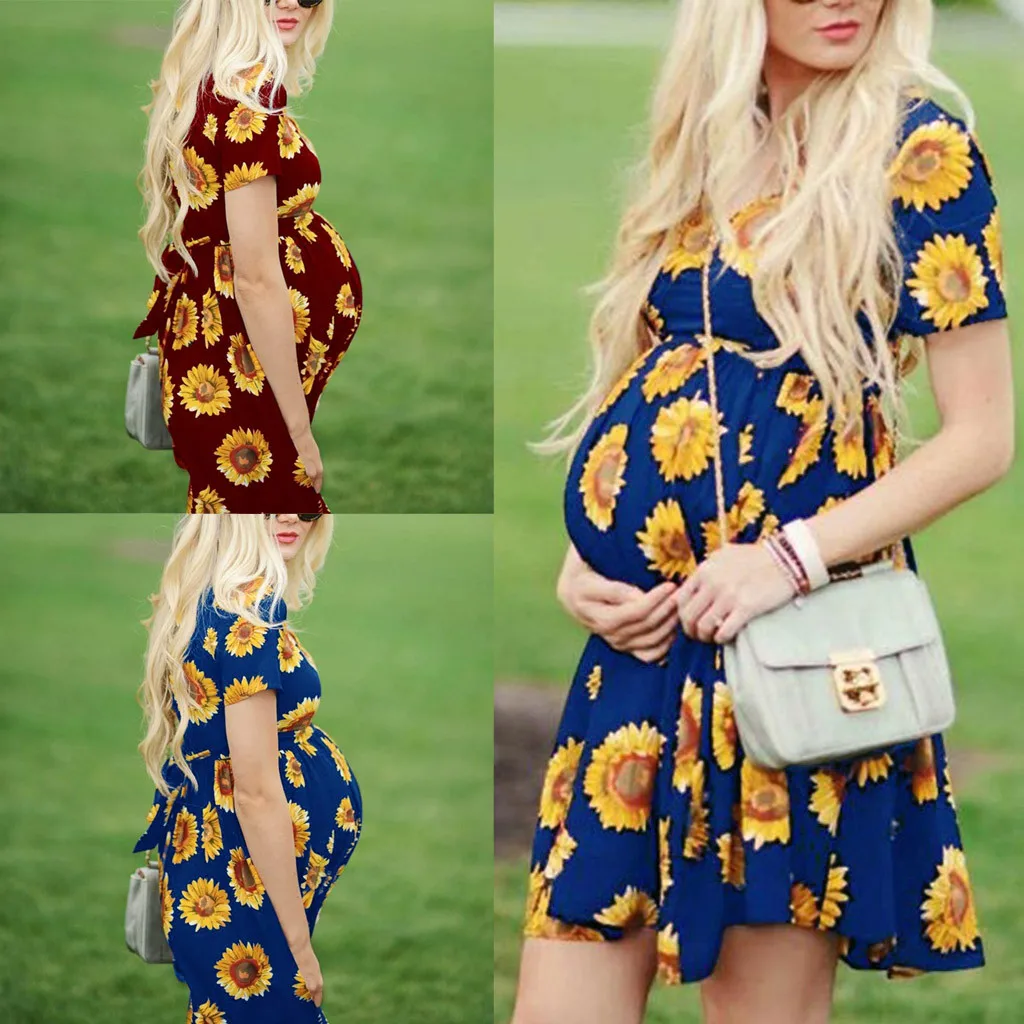 Pregnant women sunflower flower bandage dress women's pregnant women short-sleeved summer cotton O-neck print casual dress 2019
Pregnant women sunflower flower bandage dress women's pregnant women short-sleeved summer cotton O-neck print casual dress 2019