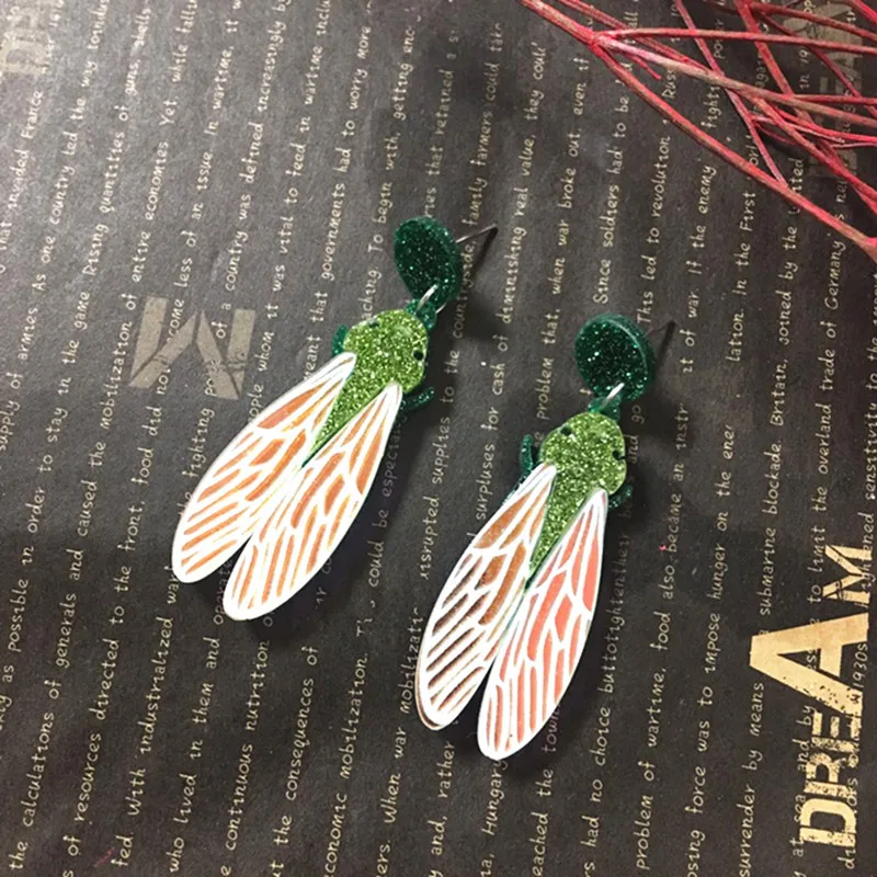 Creative Glitter Green Acrylic Insect Drop Earrings For Women Singular Cicada Wings Dangle Earrings Fashion Jewelry A672
Creative Glitter Green Acrylic Insect Drop Earrings For Women Singular Cicada Wings Dangle Earrings Fashion Jewelry A672