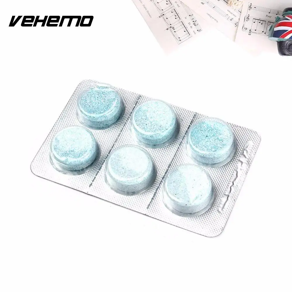 

Vehemo 6 Pcs/Pack Auto Windscreen Cleaner Car Cleaning Solid Wiper Fine Agent Pills Effervescent Tablets Glass Water Seminoma