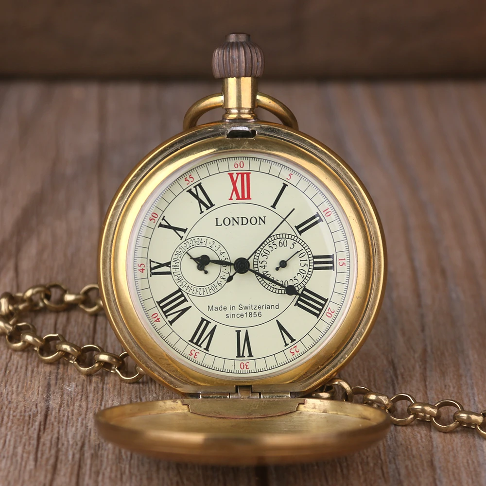 Модные карманные часы с медным поездом Лондона механические часы-скелетоны
