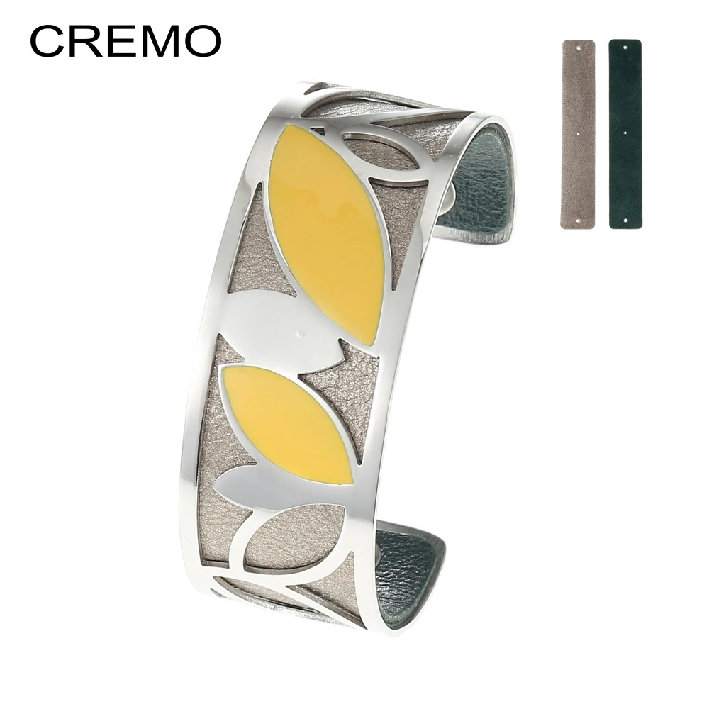 Cremo Enamel Bracelets & Bangles Argent Stainless Steel Manchette Femme Leaf Reversible Leather Pulseira Jewelry
Cremo Enamel Bracelets & Bangles Argent Stainless Steel Manchette Femme Leaf Reversible Leather Pulseira Jewelry