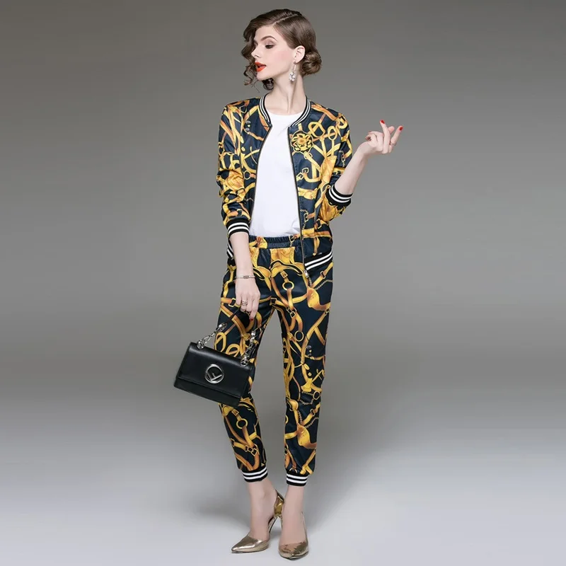 2019 New Fashion Elegant Vintage Floral Pants Suit 2 Piece Set Women Long Sleeve Zipper Jacket Pencil Pants Sets
2019 New Fashion Elegant Vintage Floral Pants Suit 2 Piece Set Women Long Sleeve Zipper Jacket Pencil Pants Sets