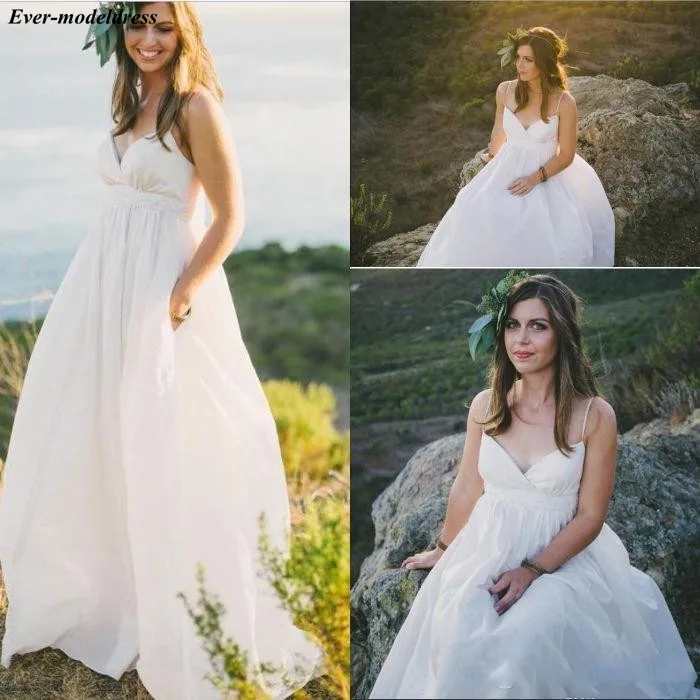 Simple Beach Wedding Dresses Boho Deep V-Neck Backless Spaghetti Straps Taffeta Sexy A-Line Bridal Gowns Robe De Mariee 2019
Simple Beach Wedding Dresses Boho Deep V-Neck Backless Spaghetti Straps Taffeta Sexy A-Line Bridal Gowns Robe De Mariee 2019