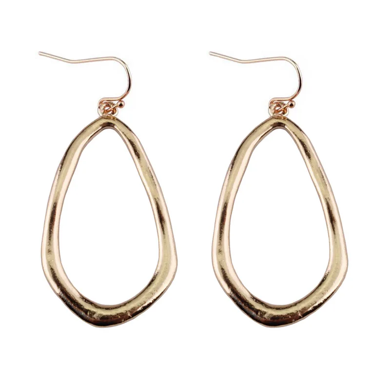 

ZWPON 2018 New Cutout Hammered Irregularity Oval Earrings for Women Fashion Jewelry Statement Teardrop Dangle Earrings Wholesale