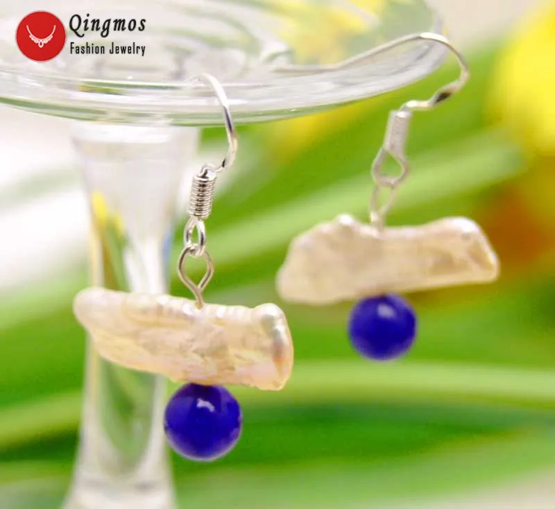 Qingmos Natural 12-15mm Pink Freshwater Biwa Pearl Earrings for Women with 6mm Round Blue Jades Beads Dangle Hook Earring-ea466
Qingmos Natural 12-15mm Pink Freshwater Biwa Pearl Earrings for Women with 6mm Round Blue Jades Beads Dangle Hook Earring-ea466