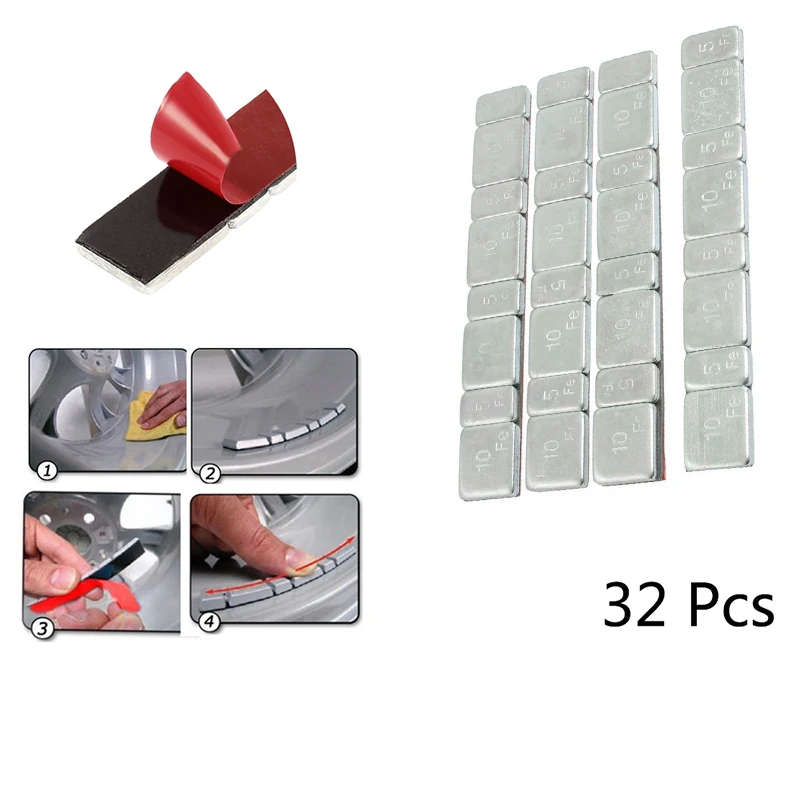 32PCS/Lot Automobile Car Tire Balance Tire Bar Tyre Motorcycle Tools Kit Gram Steel Each Stick-On Wheel Balance Weights
32PCS/Lot Automobile Car Tire Balance Tire Bar Tyre Motorcycle Tools Kit Gram Steel Each Stick-On Wheel Balance Weights